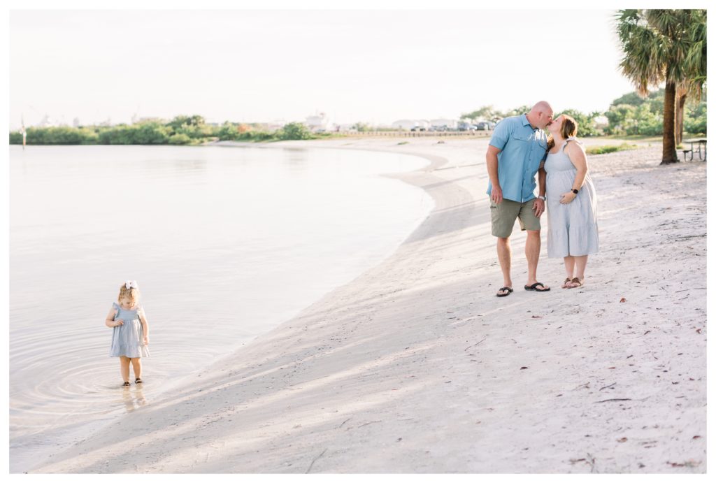 Sunrise family maternity photo session at beach in Davis Island, Tampa FL